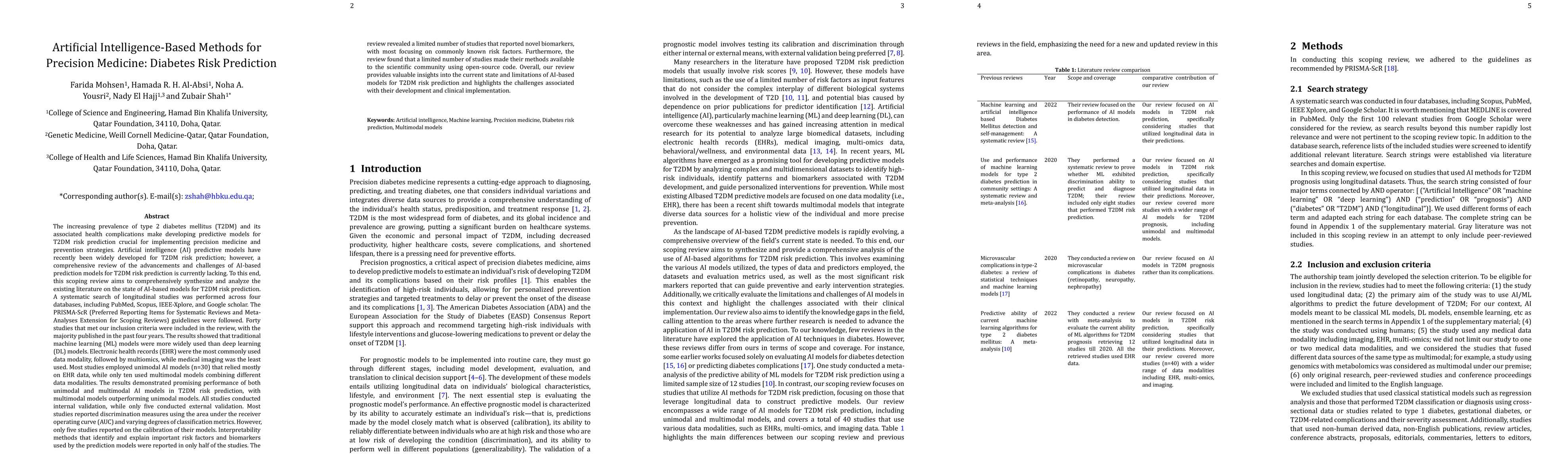 Thumbnail for Artificial Intelligence-Based Methods for Precision Medicine: Diabetes
  Risk Prediction