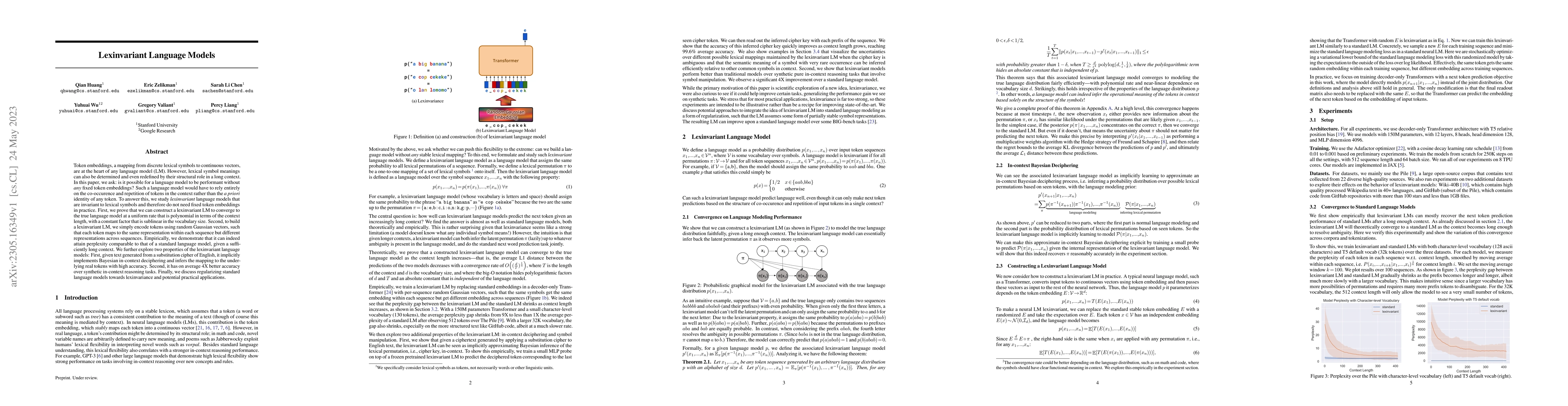 Thumbnail for Lexinvariant Language Models