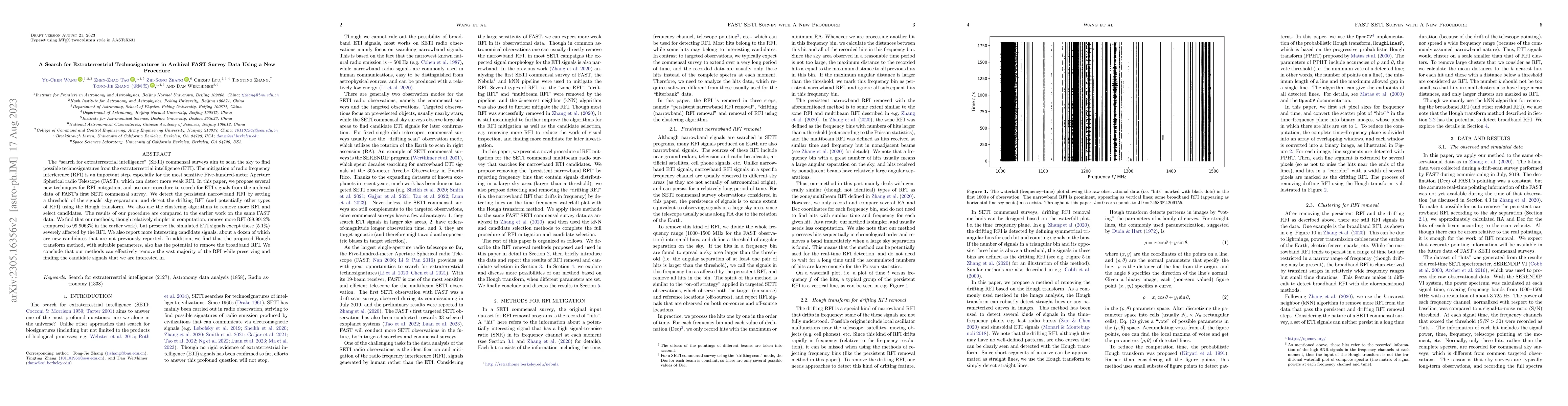 Thumbnail for A Search for Extraterrestrial Technosignatures in Archival FAST Survey
  Data Using a New Procedure