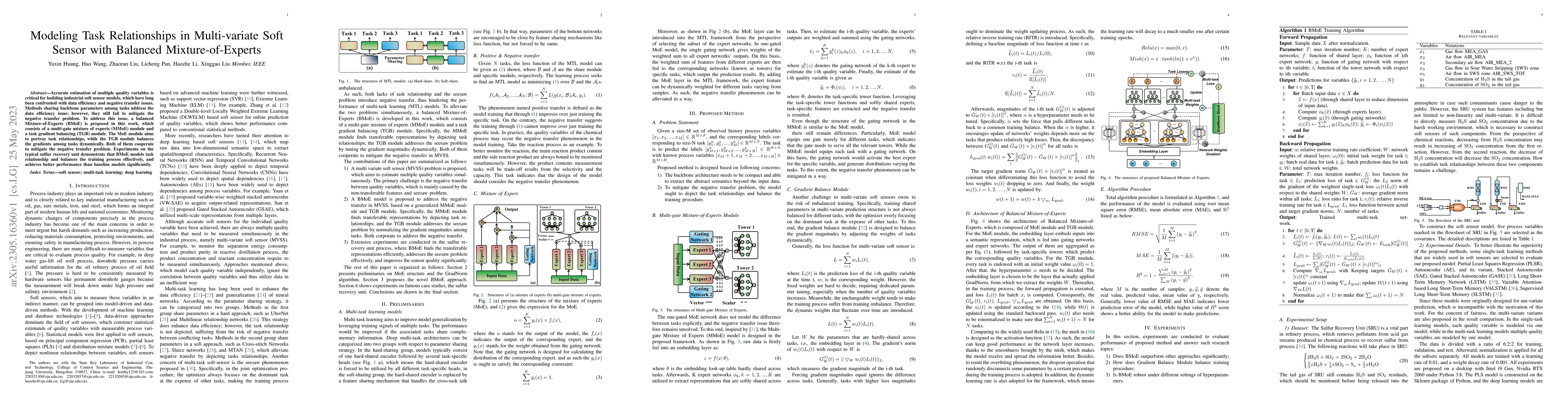 Thumbnail for Modeling Task Relationships in Multi-variate Soft Sensor with Balanced
  Mixture-of-Experts