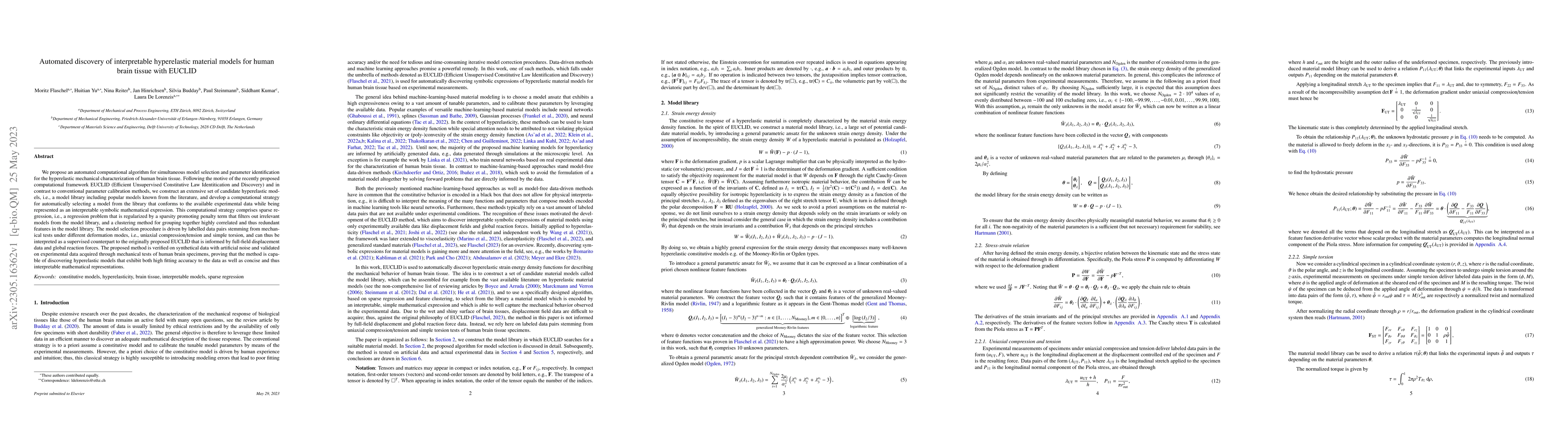 Thumbnail for Automated discovery of interpretable hyperelastic material models for
  human brain tissue with EUCLID