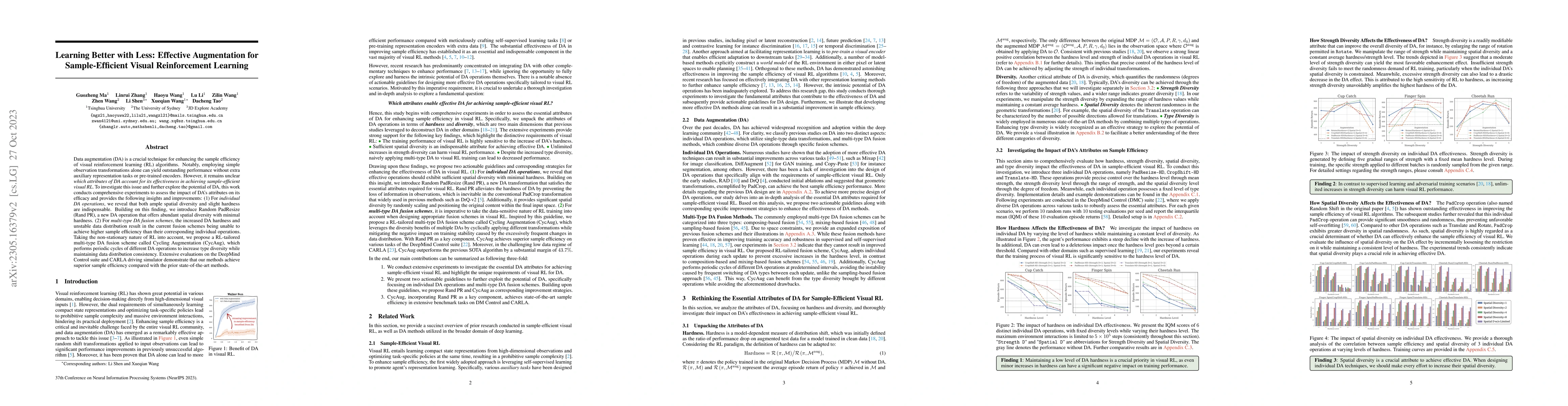 Thumbnail for Learning Better with Less: Effective Augmentation for Sample-Efficient
  Visual Reinforcement Learning