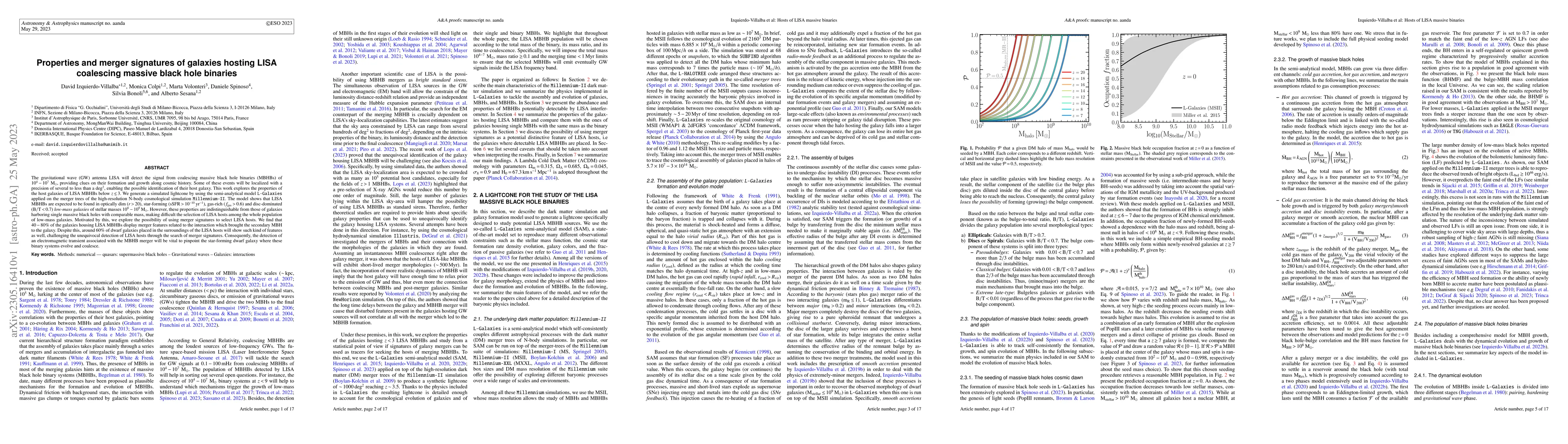 Thumbnail for Properties and merger signatures of galaxies hosting LISA coalescing
  massive black hole binaries