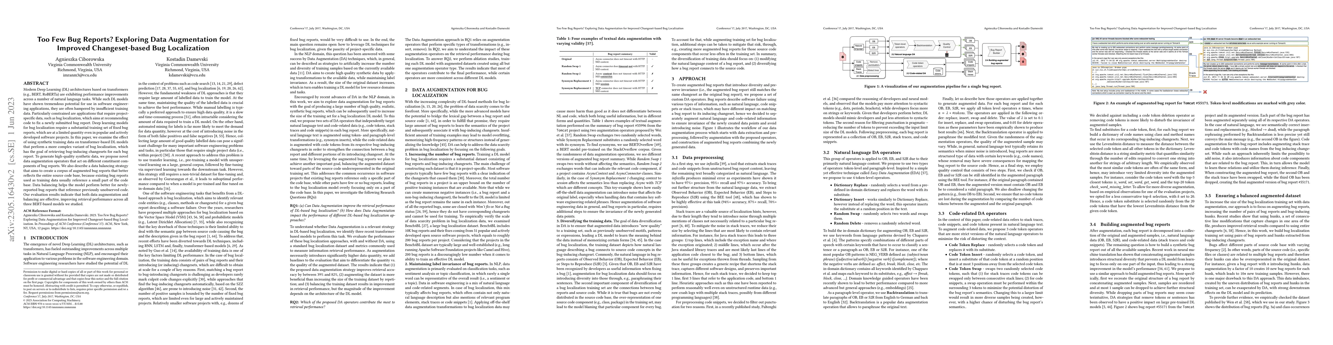 Thumbnail for Too Few Bug Reports? Exploring Data Augmentation for Improved
  Changeset-based Bug Localization