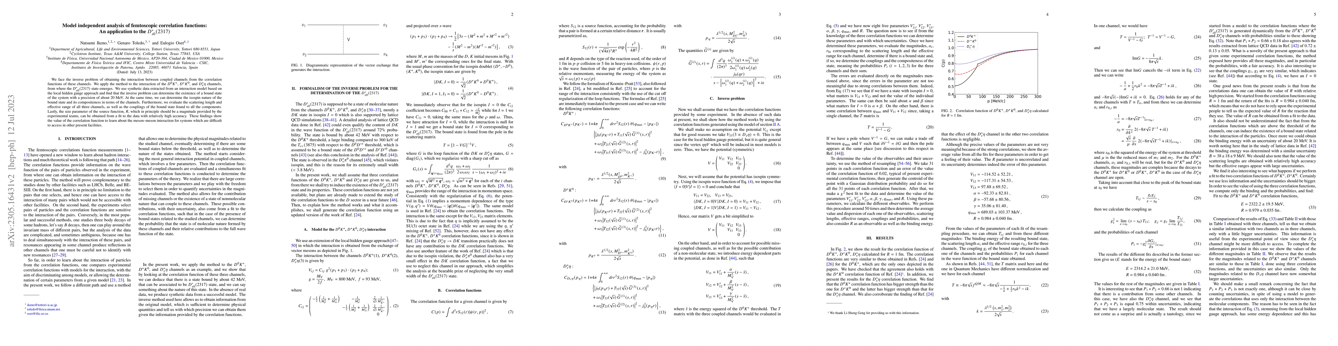 Thumbnail for Model independent analysis of femtoscopic correlation functions: An
  application to the $D_{s0}^*(2317)$