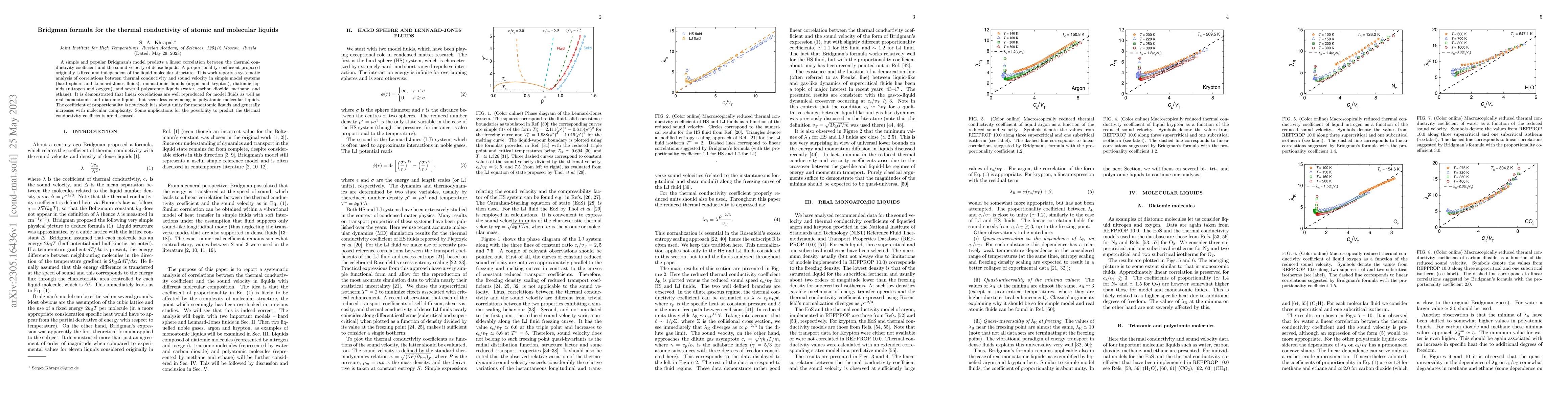 Thumbnail for Bridgman formula for the thermal conductivity of atomic and molecular
  liquids