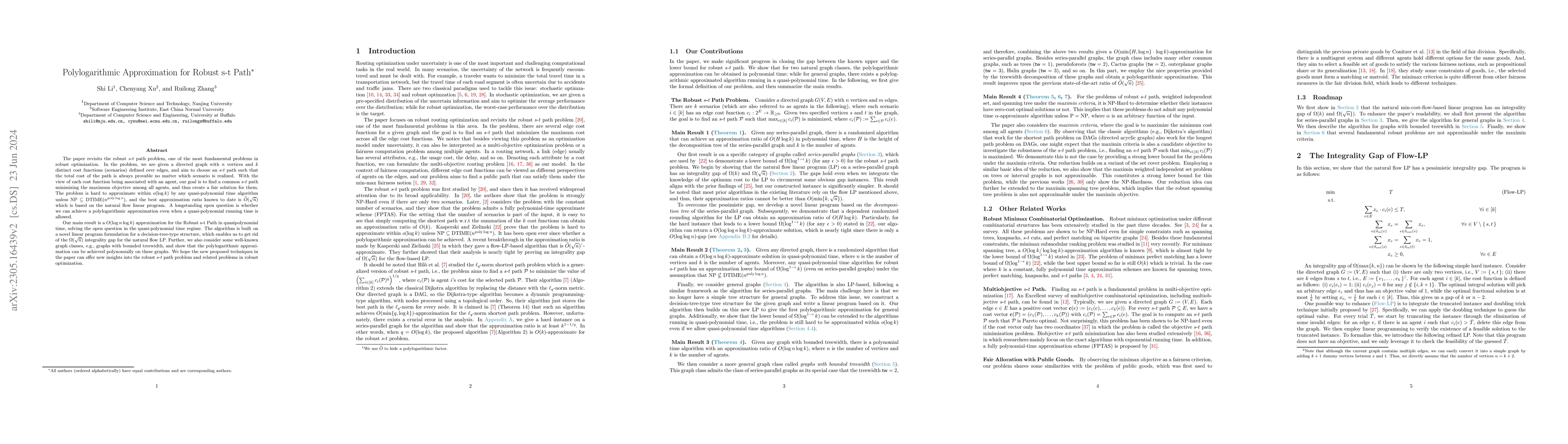 Thumbnail for Polylogarithmic Approximation for Robust s-t Path