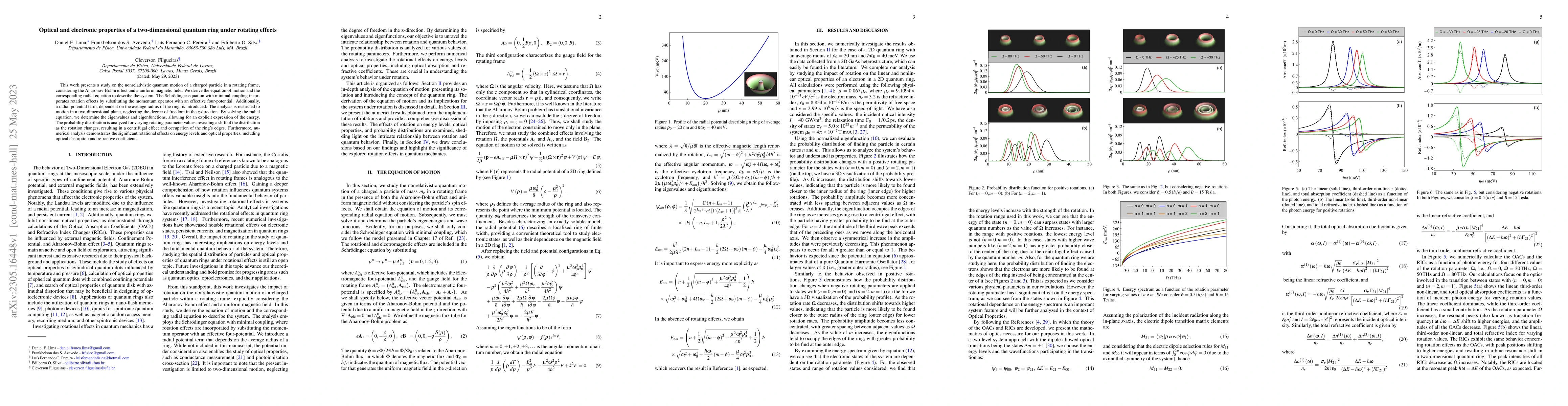 Thumbnail for Optical and electronic properties of a two-dimensional quantum ring
  under rotating effects