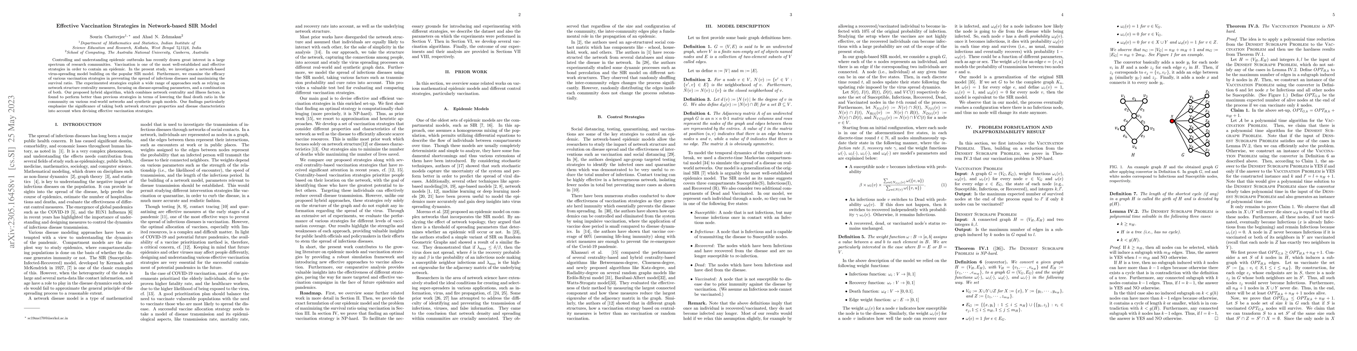 Thumbnail for Effective Vaccination Strategies in Network-based SIR Model