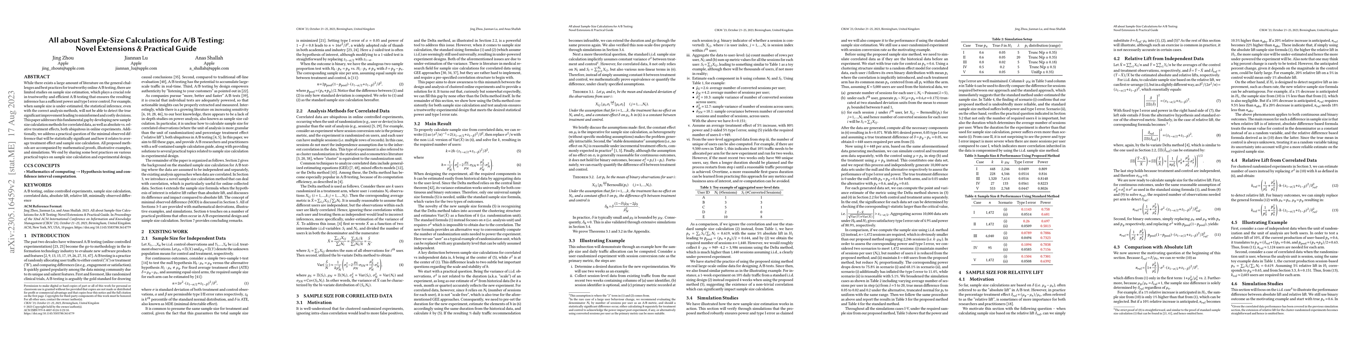 Thumbnail for All about sample-size calculations for A/B testing: Novel extensions and
  practical guide