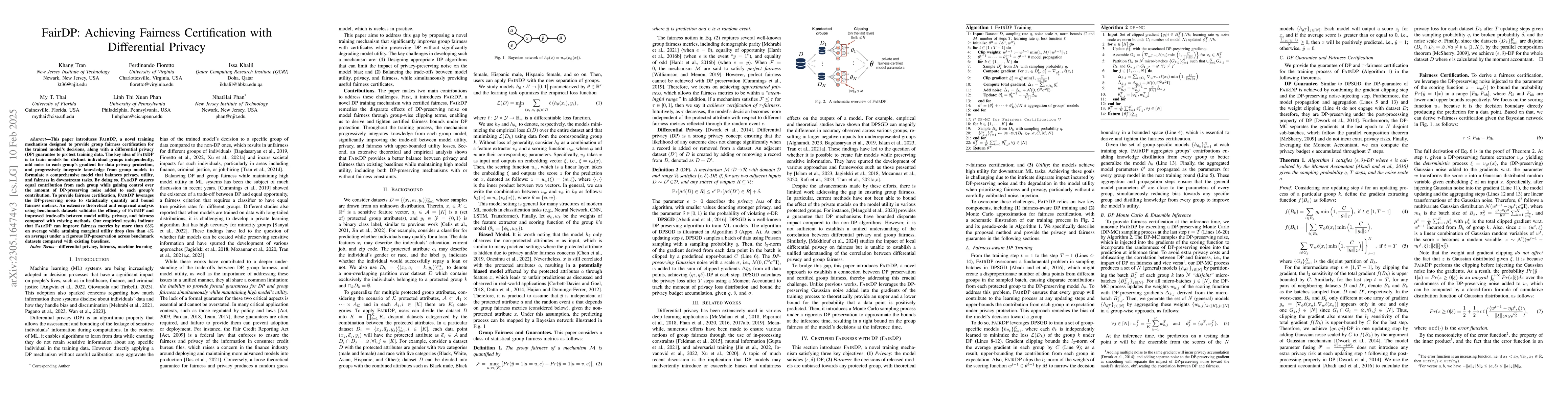Thumbnail for FairDP: Certified Fairness with Differential Privacy