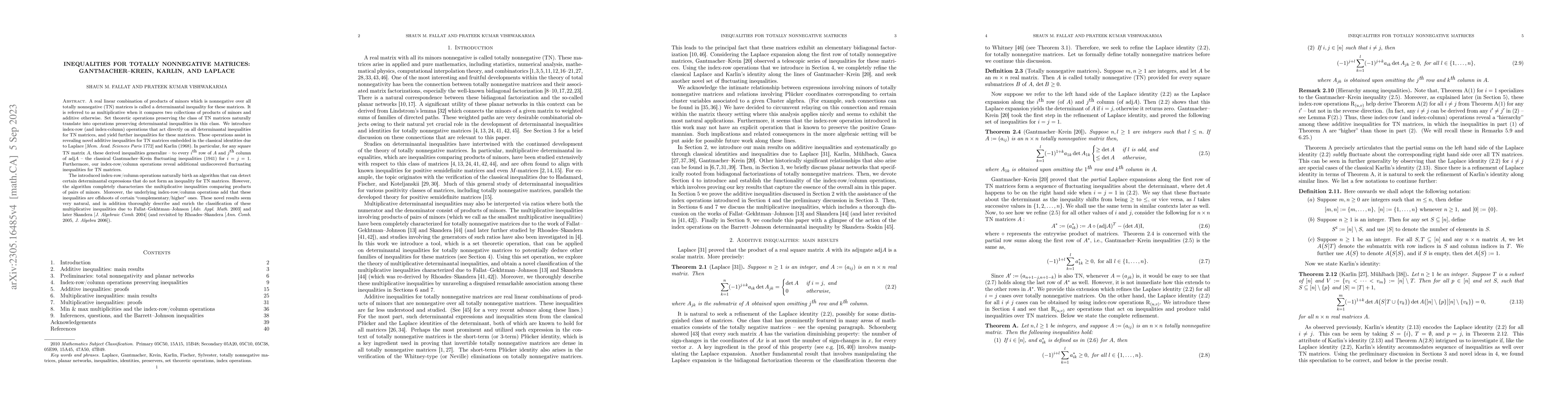 Thumbnail for Inequalities for totally nonnegative matrices: Gantmacher--Krein,
  Karlin, and Laplace