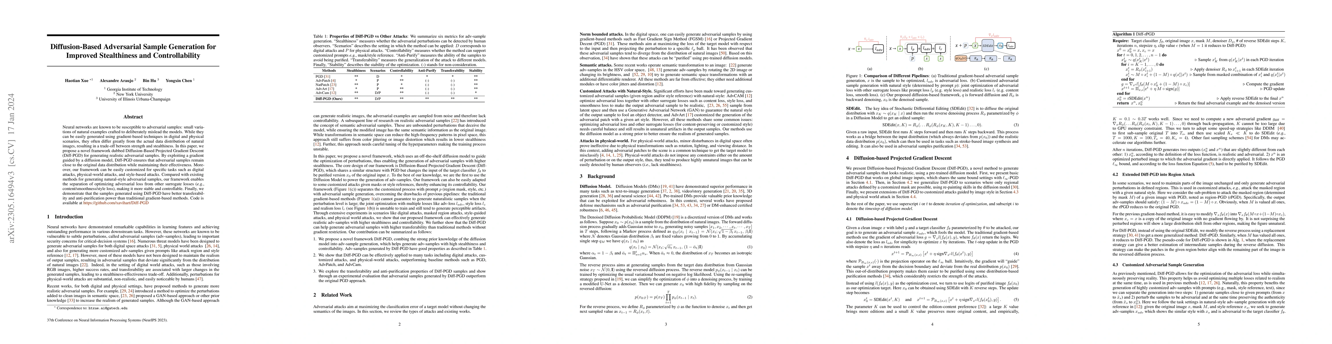 Thumbnail for Diffusion-Based Adversarial Sample Generation for Improved Stealthiness
  and Controllability