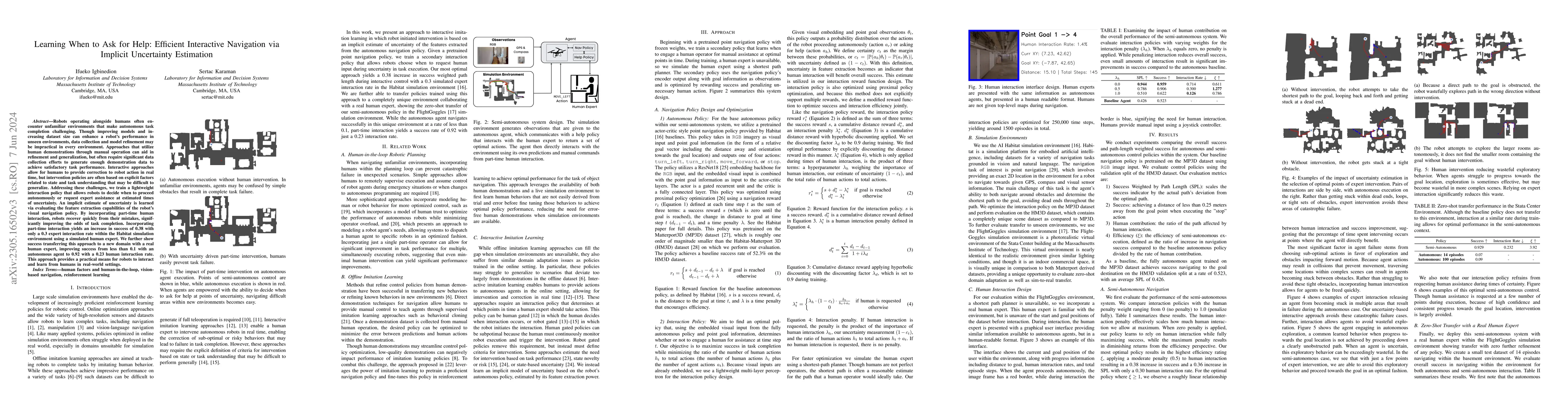 Thumbnail for Learning When to Ask for Help: Efficient Interactive Navigation via
  Implicit Uncertainty Estimation
