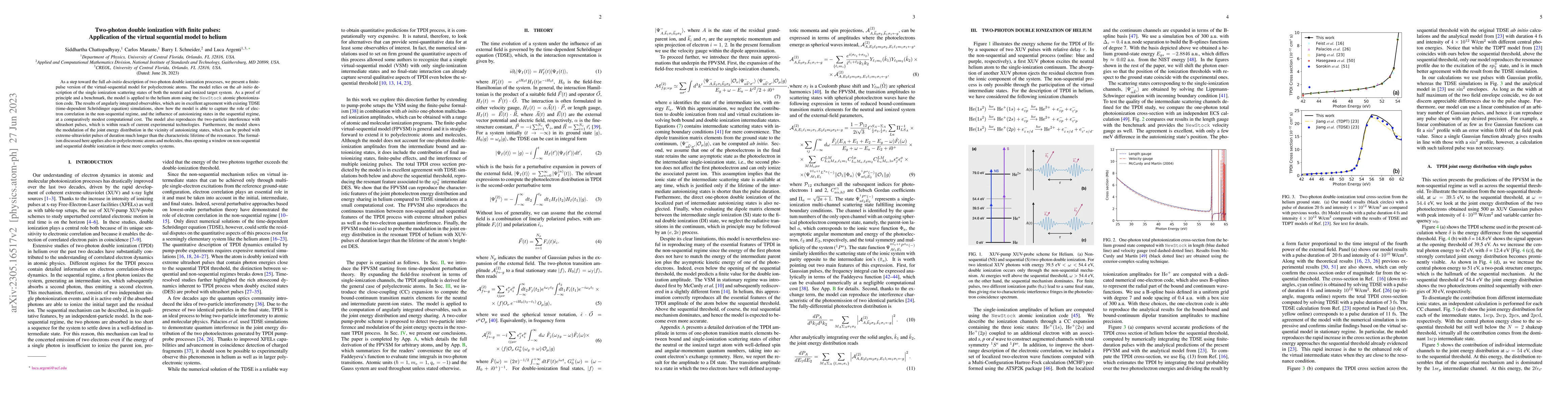 Thumbnail for Two-photon double ionization with finite pulses: Application of the
  virtual sequential model to helium
