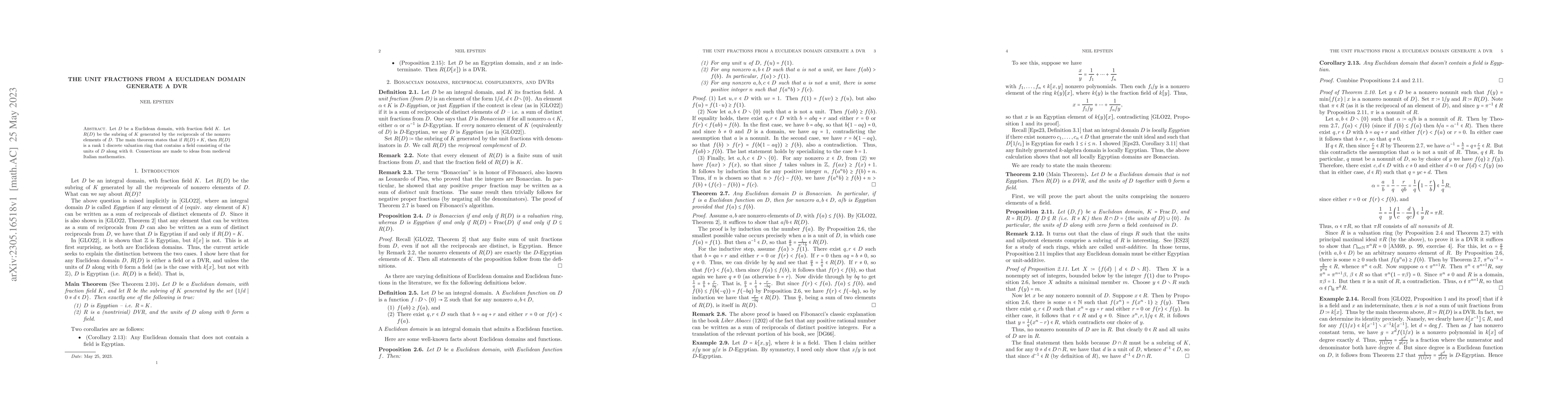 Thumbnail for The unit fractions from a Euclidean domain generate a DVR