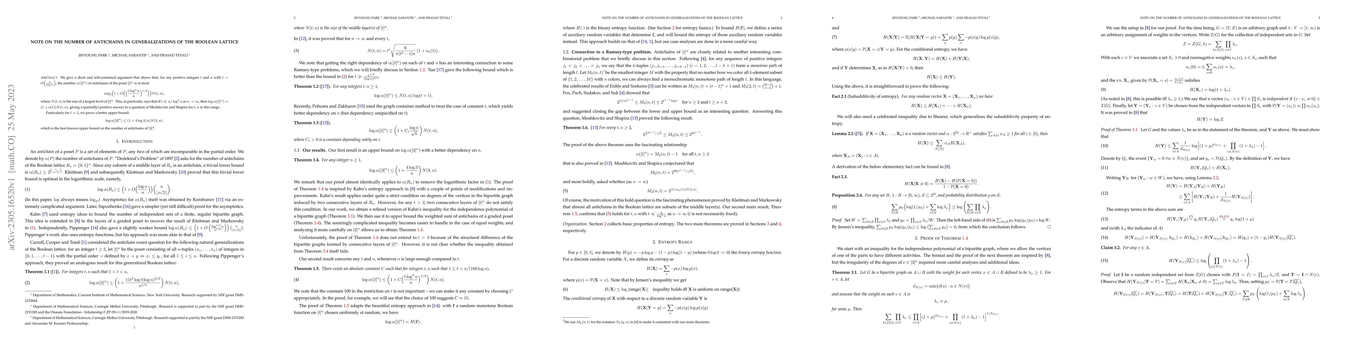 Thumbnail for Note on the number of antichains in generalizations of the Boolean
  lattice