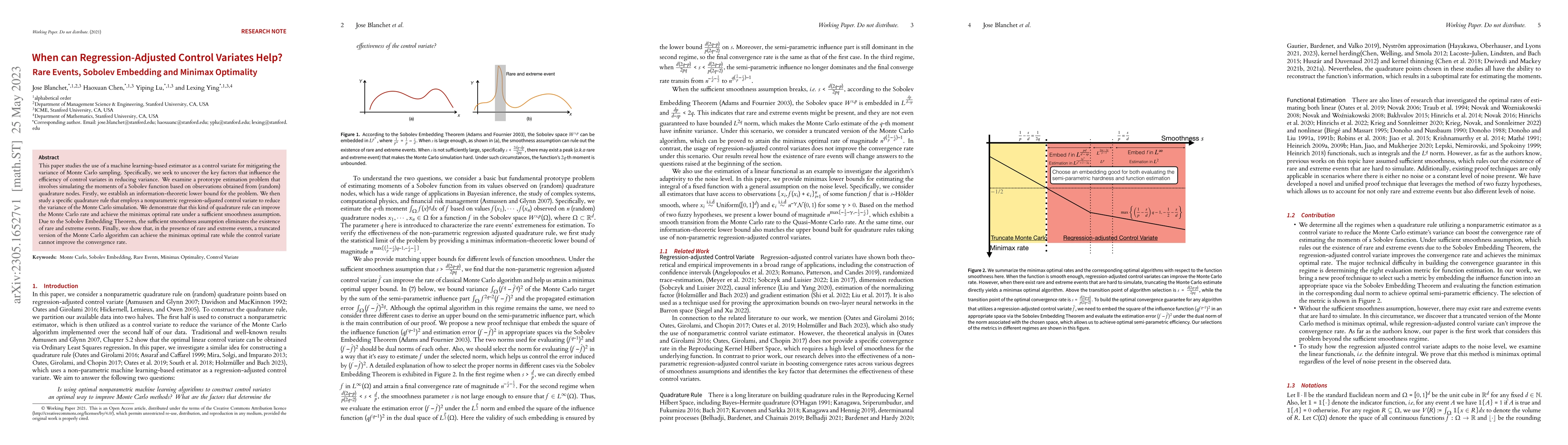 Thumbnail for When can Regression-Adjusted Control Variates Help? Rare Events, Sobolev
  Embedding and Minimax Optimality