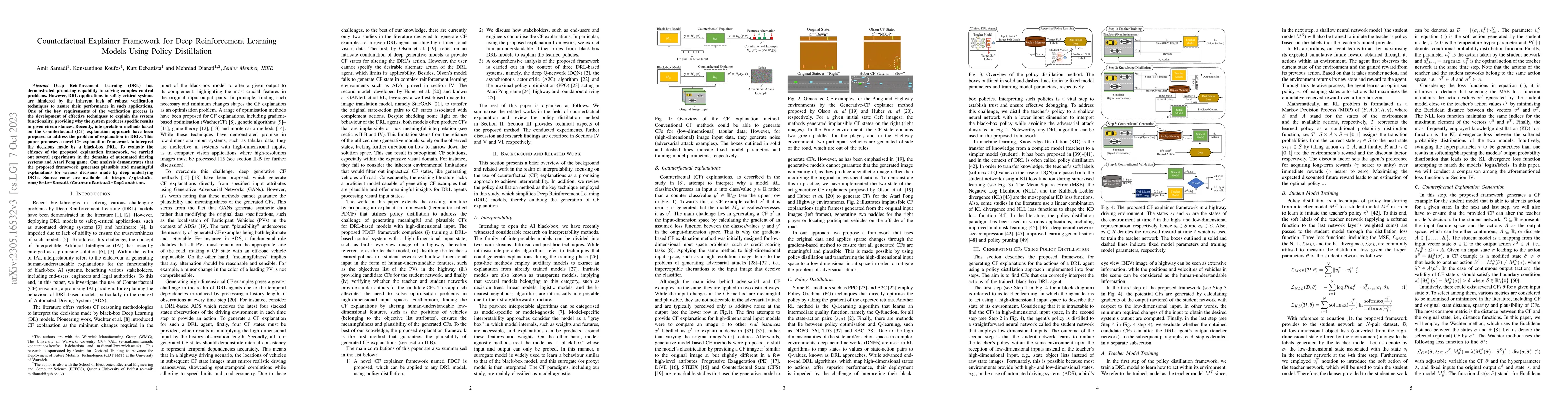 Thumbnail for Counterfactual Explainer Framework for Deep Reinforcement Learning
  Models Using Policy Distillation