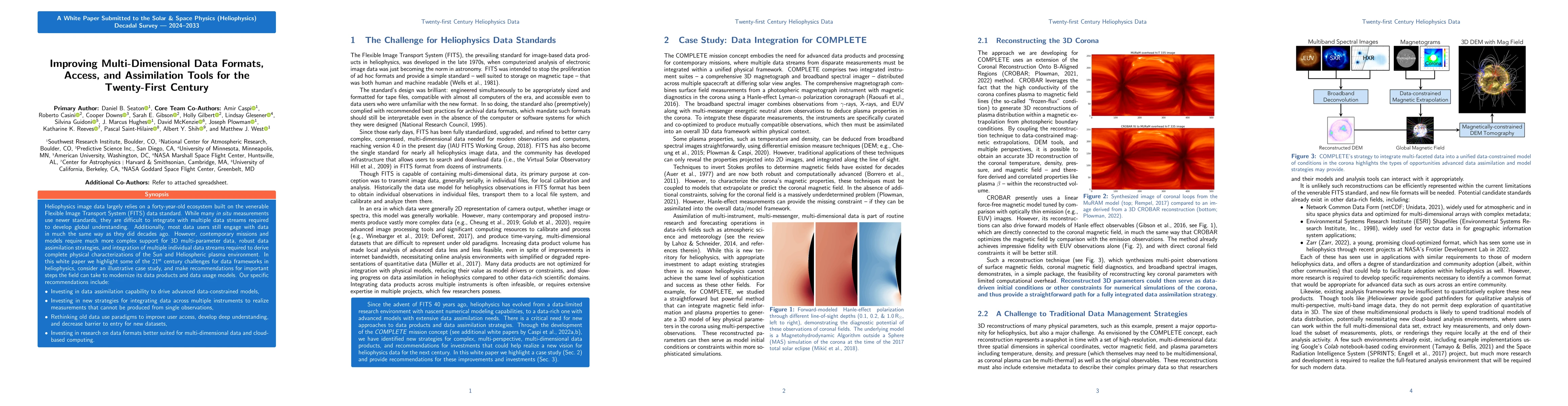Thumbnail for Improving Multi-Dimensional Data Formats, Access, and Assimilation Tools
  for the Twenty-First Century