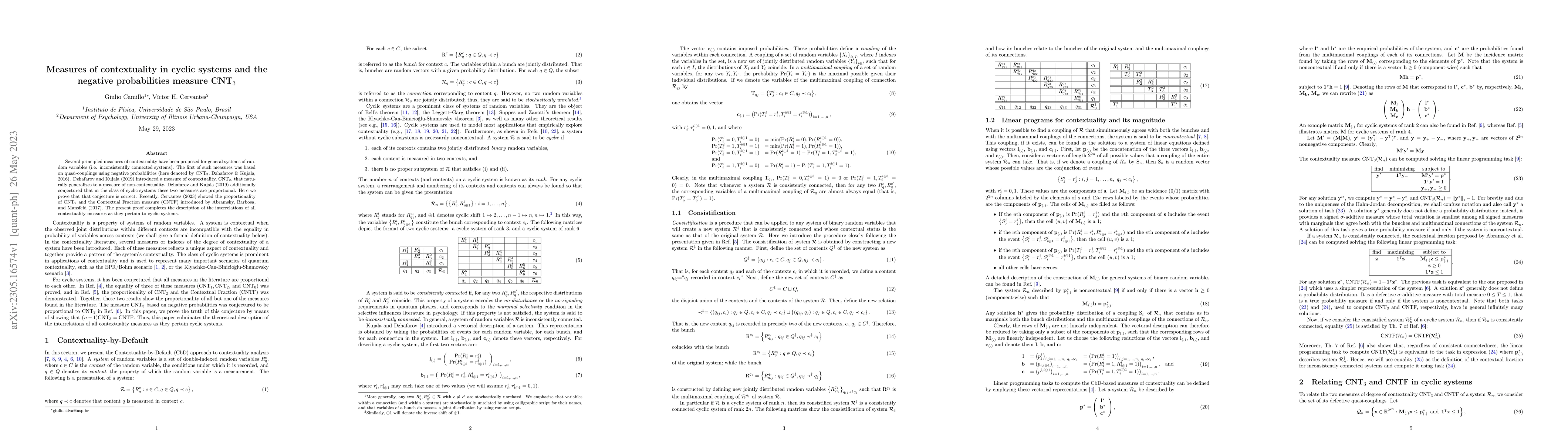 Thumbnail for Measures of contextuality in cyclic systems and the negative
  probabilities measure CNT3
