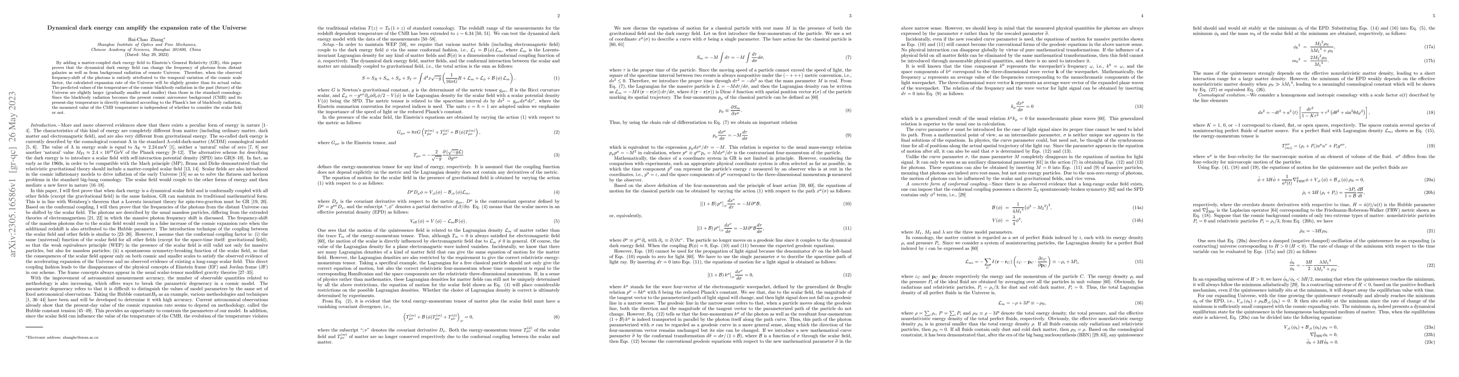 Thumbnail for Dynamical dark energy can amplify the expansion rate of the Universe