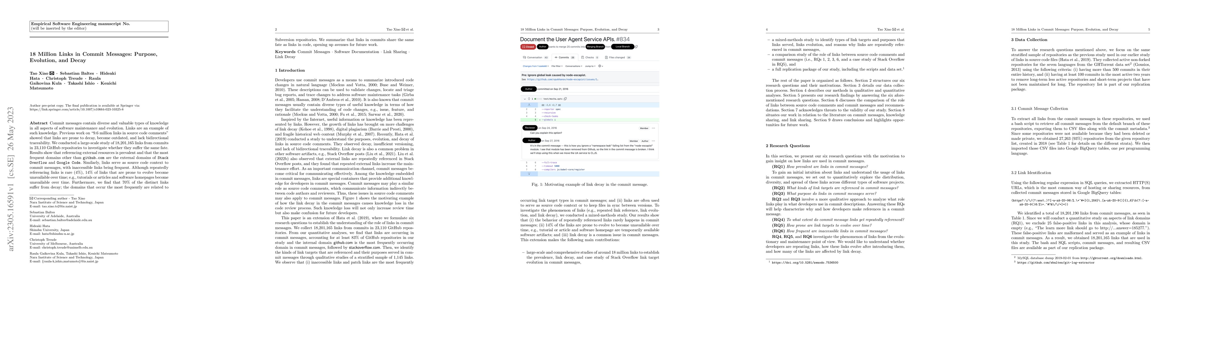 Thumbnail for 18 Million Links in Commit Messages: Purpose, Evolution, and Decay
