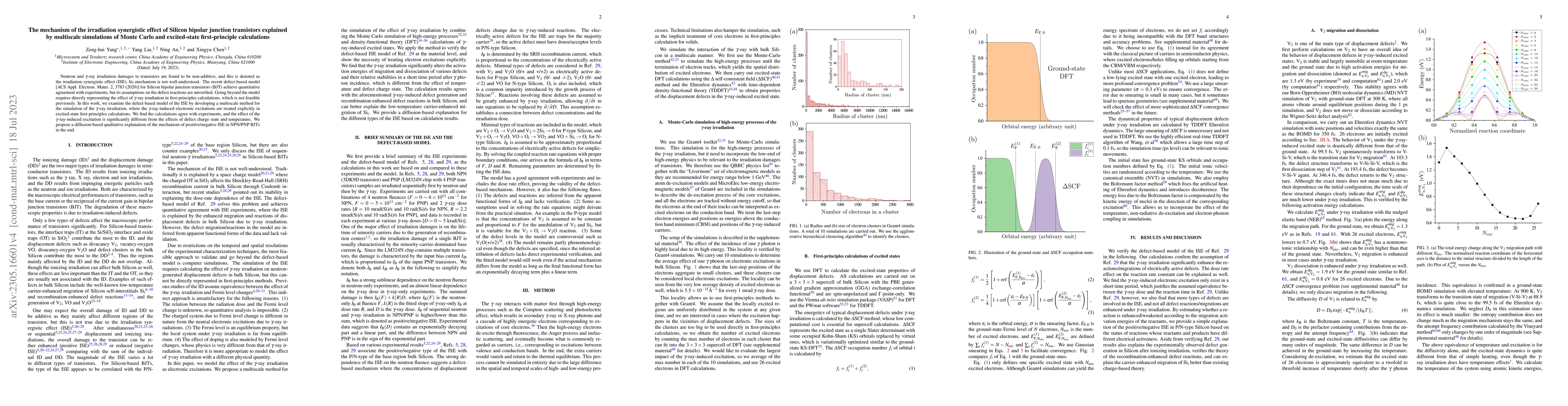 Thumbnail for The mechanism of the irradiation synergistic effect of Silicon bipolar
  junction transistors explained by multiscale simulations of Monte Carlo and
  excited-state first-principle calculations