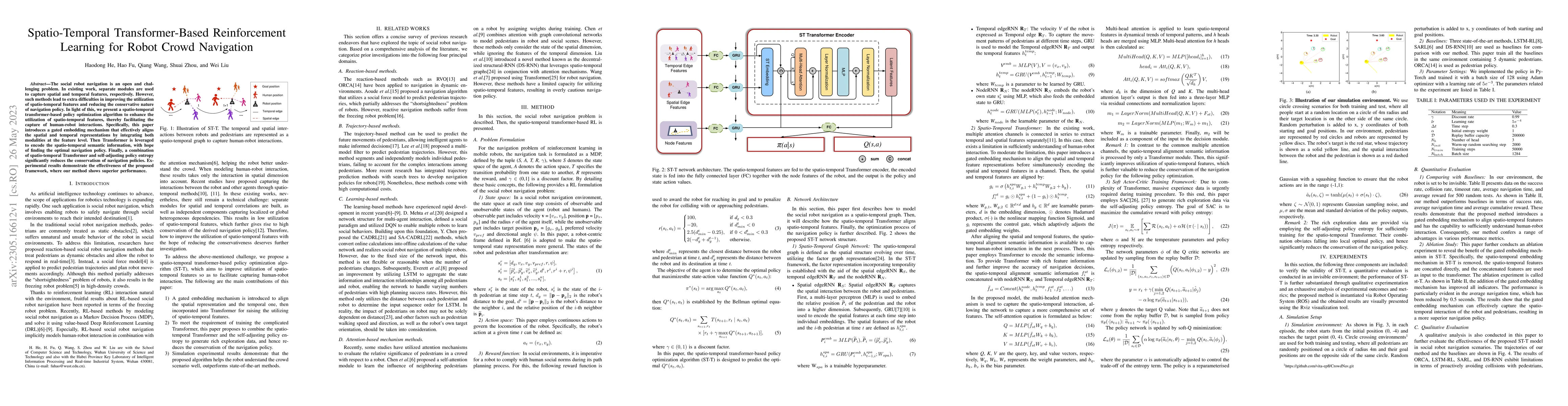 Thumbnail for Spatio-Temporal Transformer-Based Reinforcement Learning for Robot Crowd
  Navigation