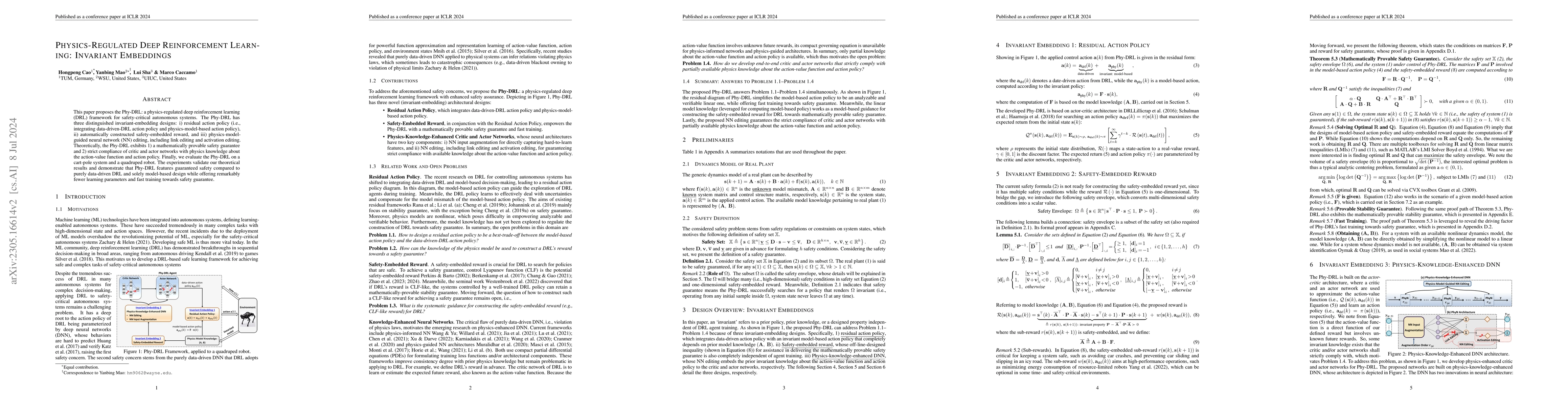 Thumbnail for Physics-Regulated Deep Reinforcement Learning: Invariant Embeddings