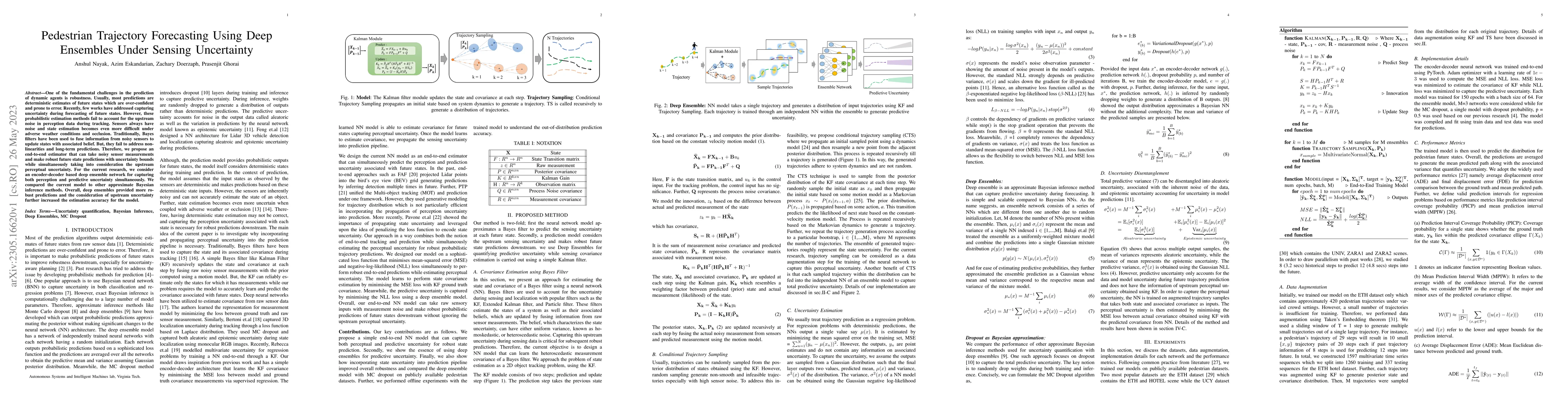 Thumbnail for Pedestrian Trajectory Forecasting Using Deep Ensembles Under Sensing
  Uncertainty