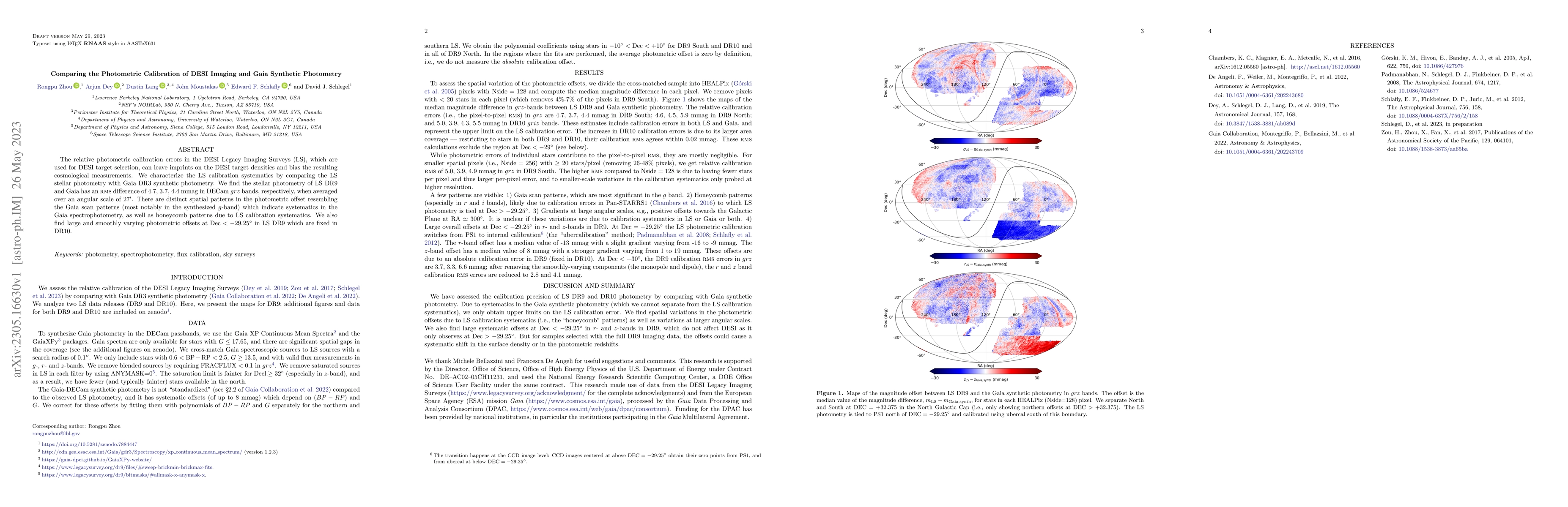 Thumbnail for Comparing the Photometric Calibration of DESI Imaging and Gaia Synthetic
  Photometry