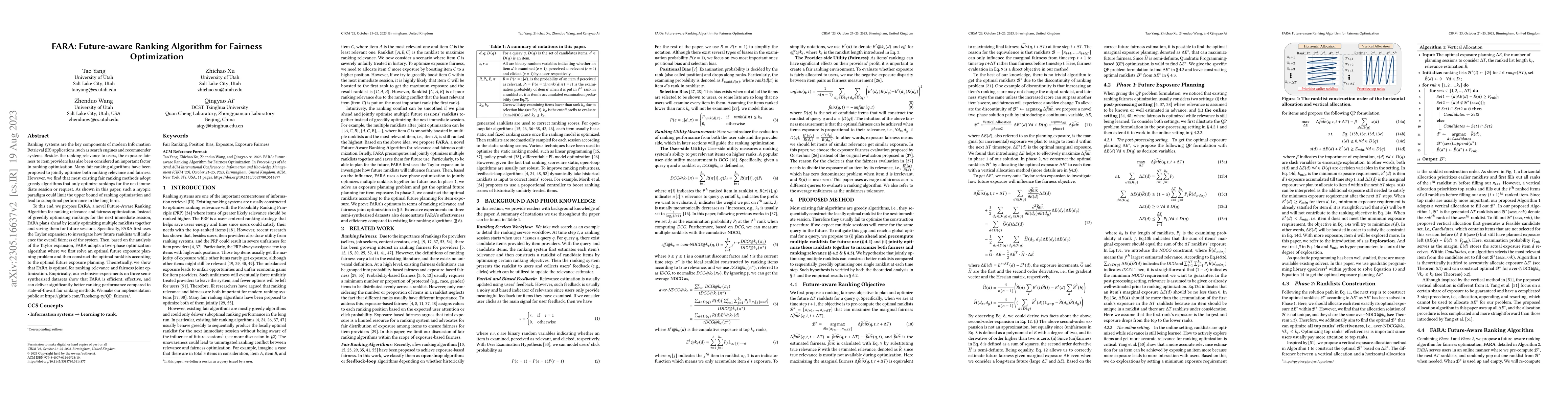 Thumbnail for FARA: Future-aware Ranking Algorithm for Fairness Optimization
