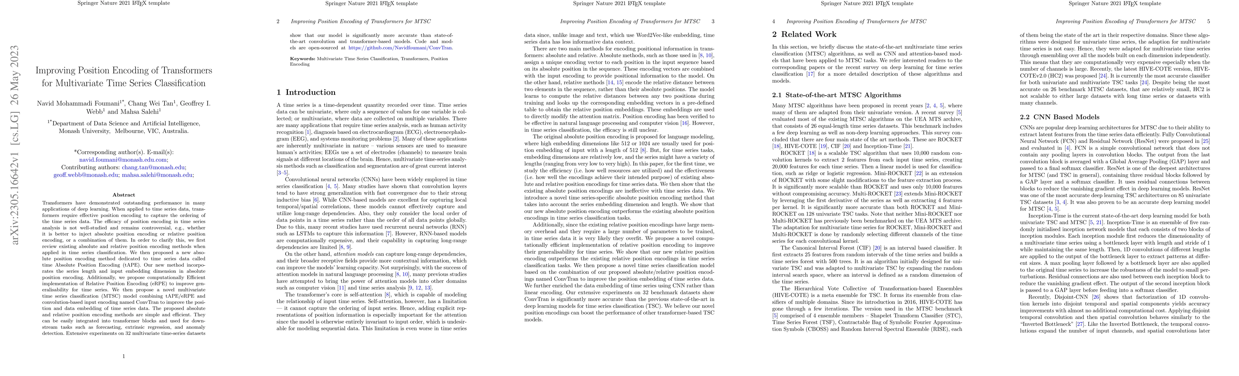 Thumbnail for Improving Position Encoding of Transformers for Multivariate Time Series
  Classification