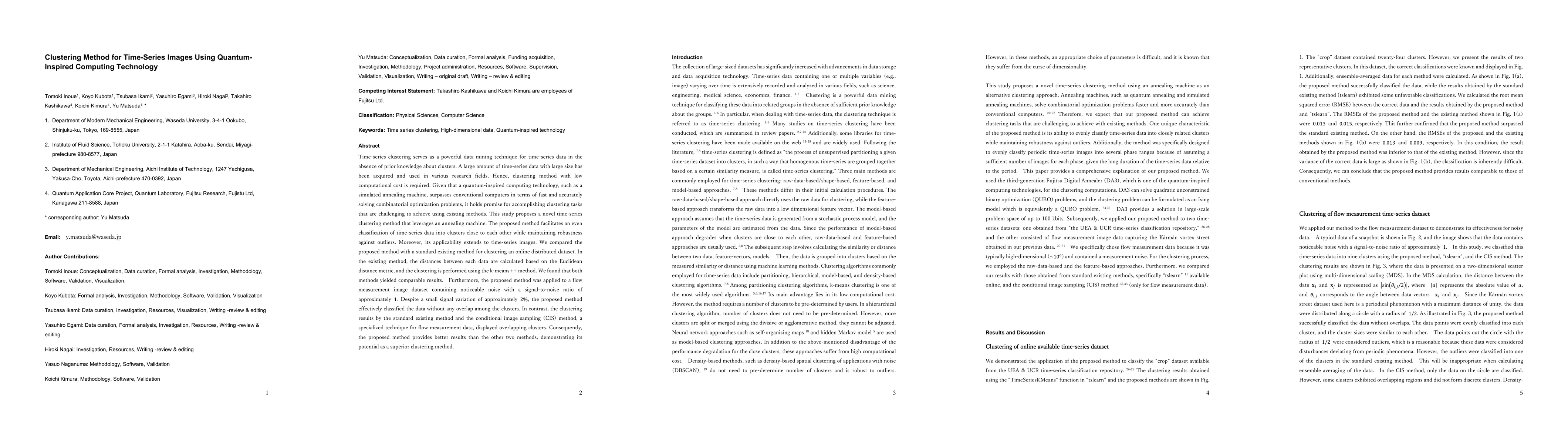 Thumbnail for Clustering Method for Time-Series Images Using Quantum-Inspired
  Computing Technology