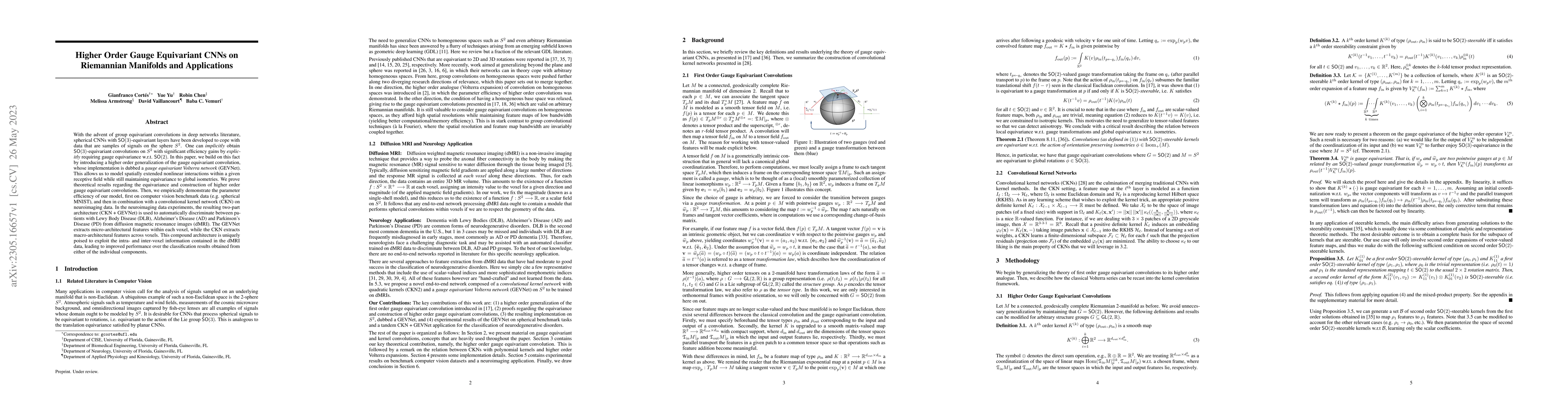 Thumbnail for Higher Order Gauge Equivariant CNNs on Riemannian Manifolds and
  Applications