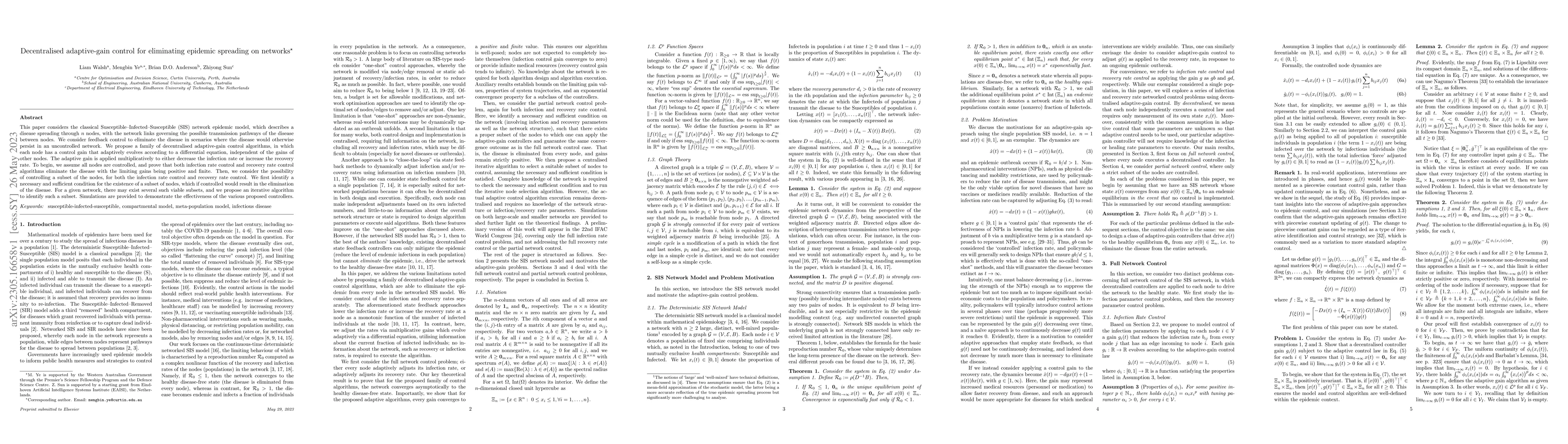 Thumbnail for Decentralised adaptive-gain control for eliminating epidemic spreading
  on networks