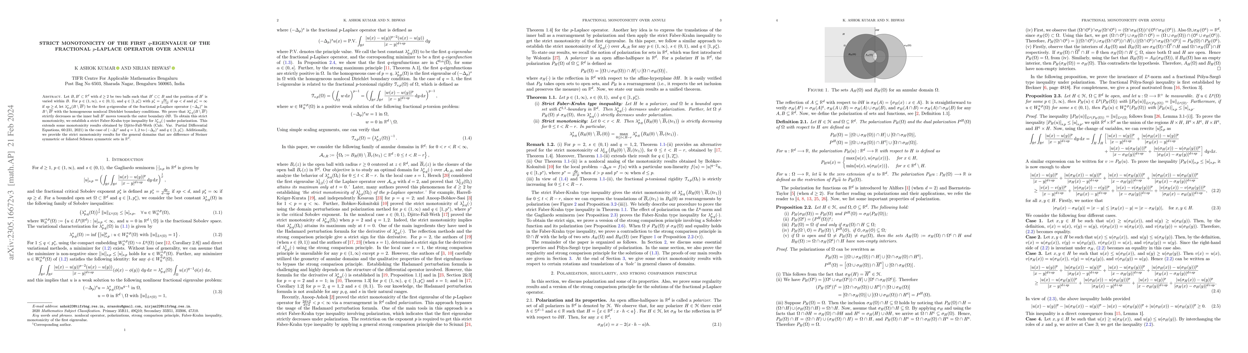 Thumbnail for Strict monotonicity of the first $q$-eigenvalue of the fractional
  $p$-Laplace operator over annuli