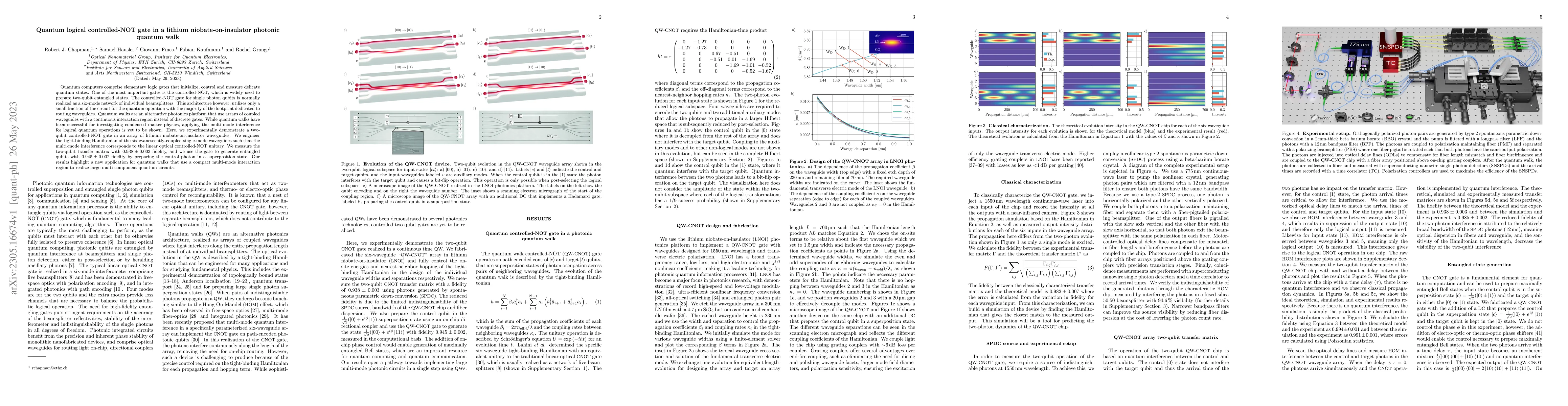 Thumbnail for Quantum logical controlled-NOT gate in a lithium niobate-on-insulator
  photonic quantum walk