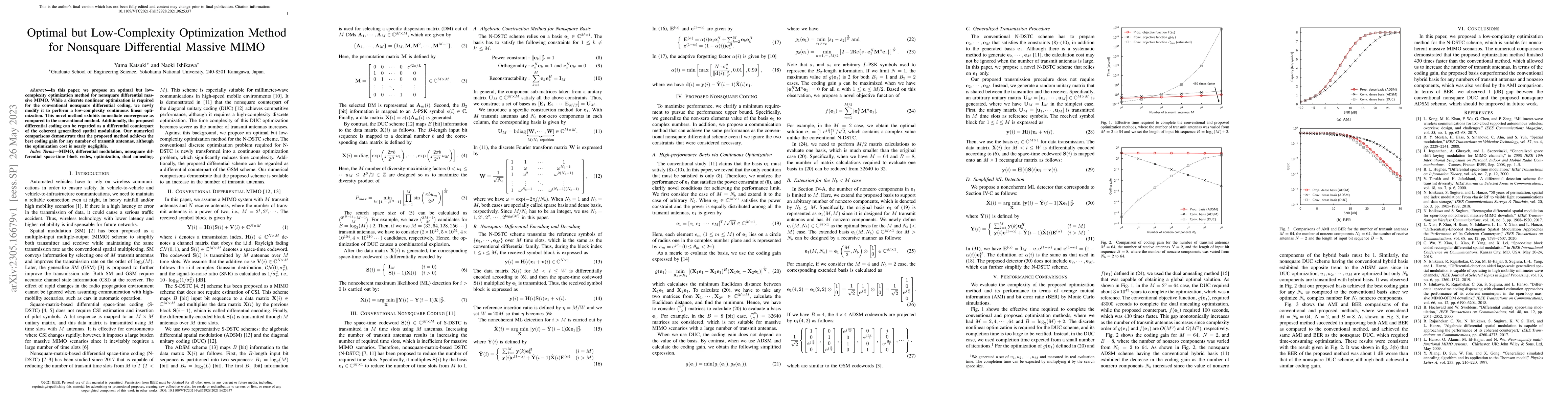 Thumbnail for Optimal but Low-Complexity Optimization Method for Nonsquare
  Differential Massive MIMO