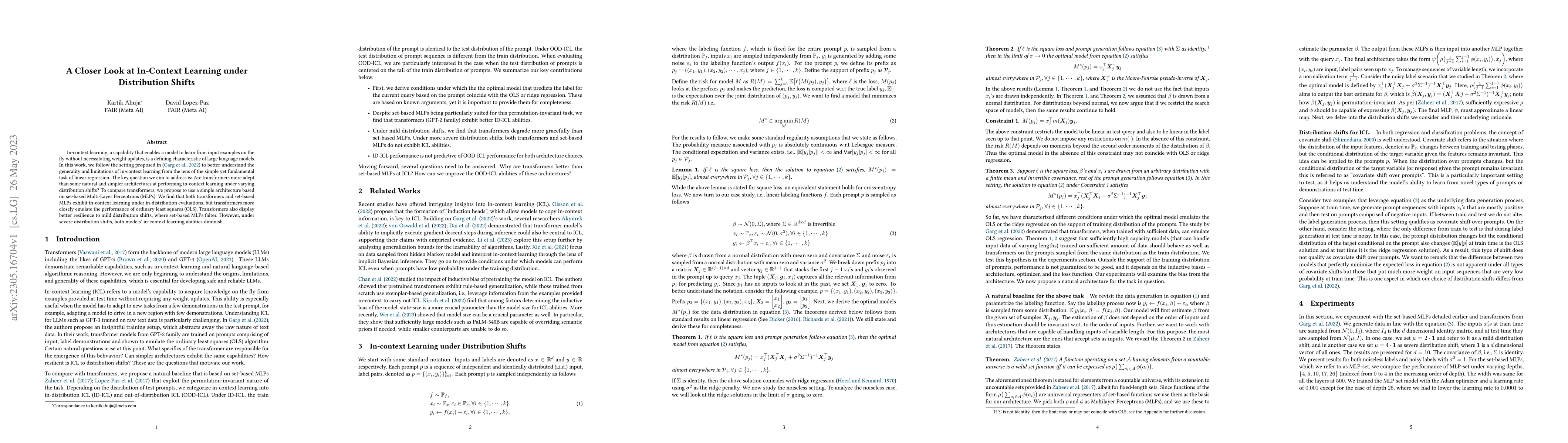 Thumbnail for A Closer Look at In-Context Learning under Distribution Shifts