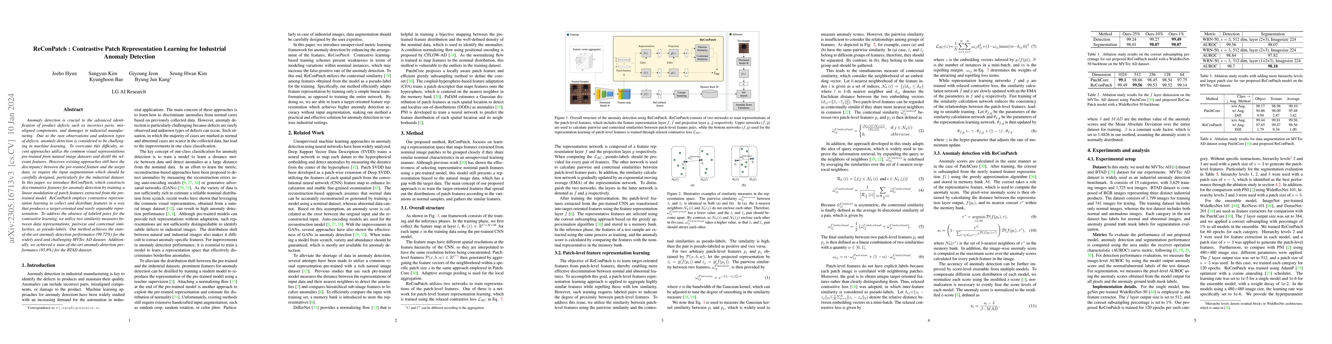 Thumbnail for ReConPatch : Contrastive Patch Representation Learning for Industrial
  Anomaly Detection