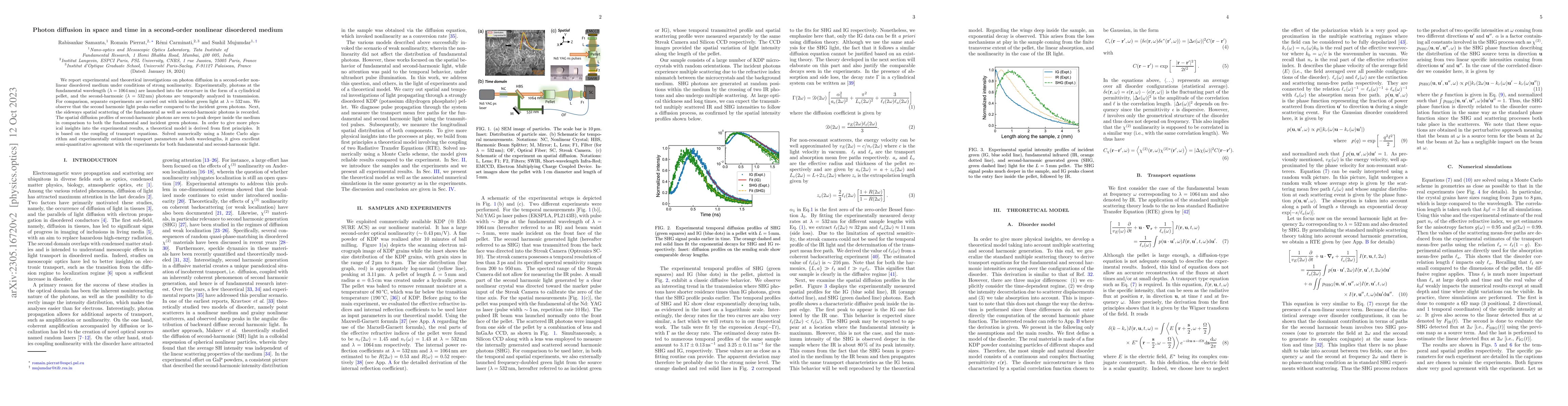 Thumbnail for Photon diffusion in space and time in a second-order nonlinear
  disordered medium