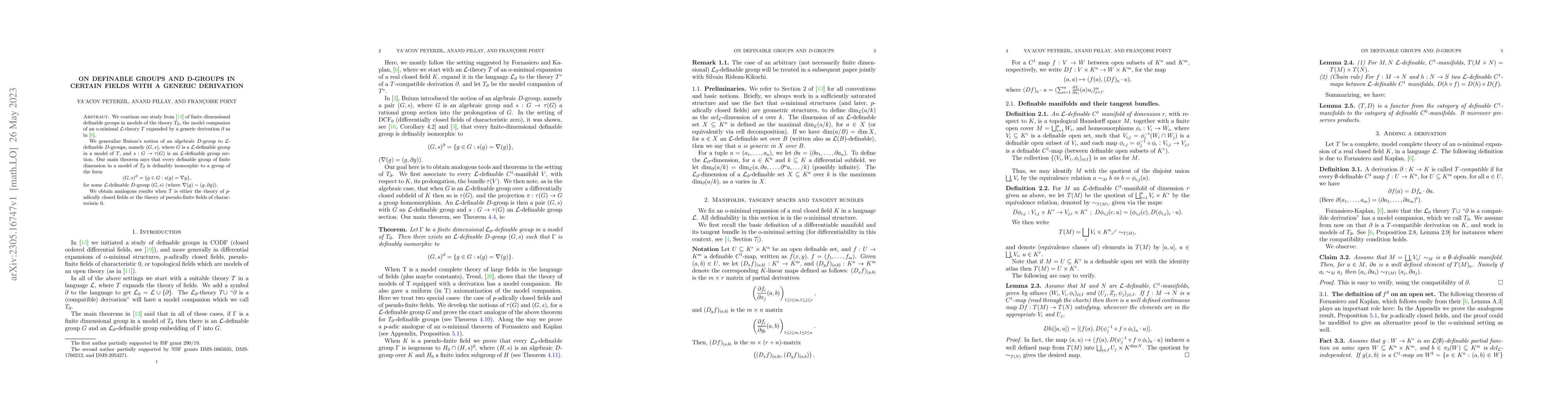 Thumbnail for On definable groups and D-group in certain fields with a generic
  derivation