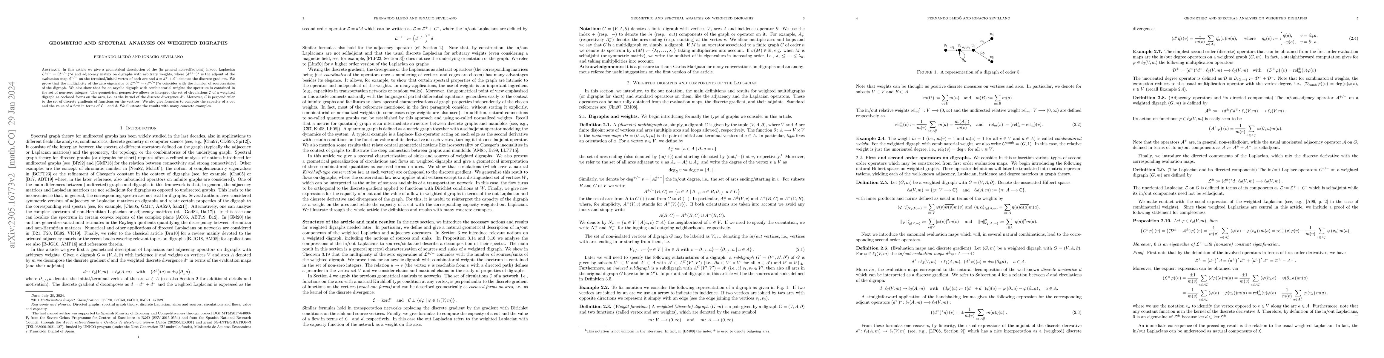 Thumbnail for Geometric and spectral analysis on weighted digraphs