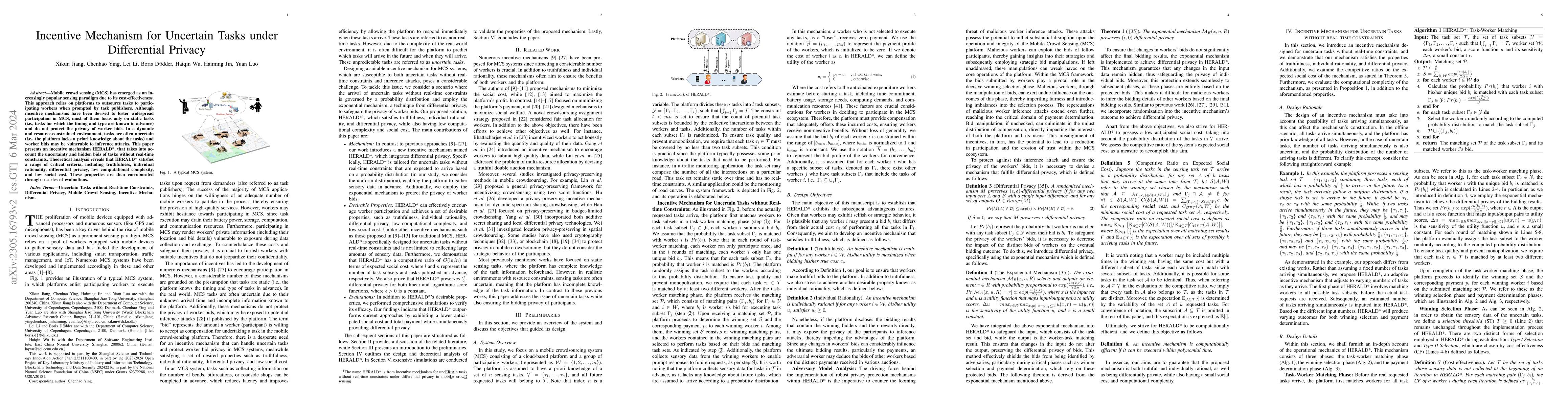 Thumbnail for Incentive Mechanism for Uncertain Tasks under Differential Privacy