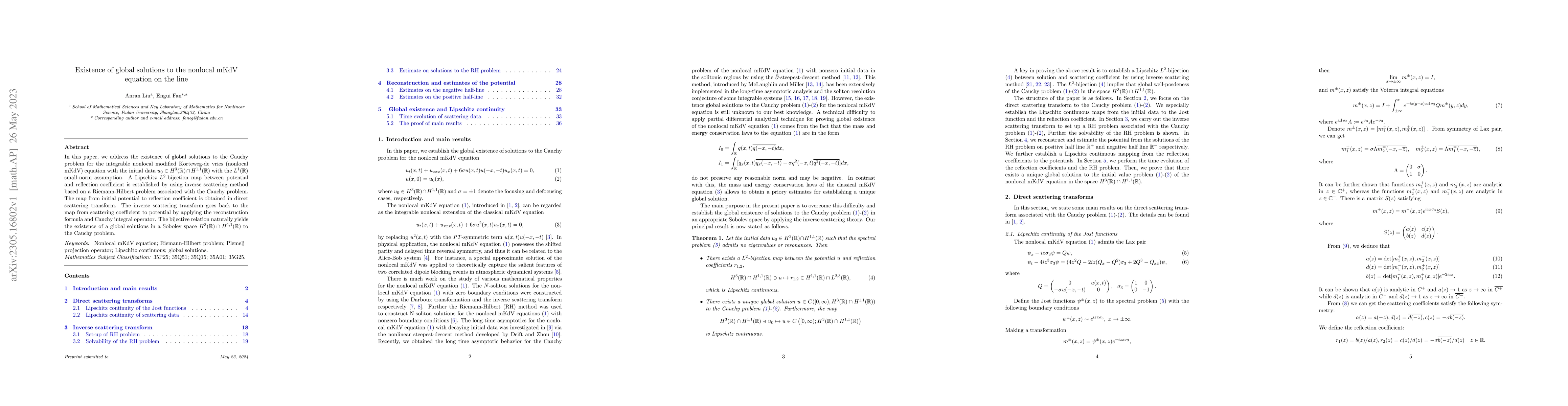 Thumbnail for Existence of global solutions to the nonlocal mKdV equation on the line