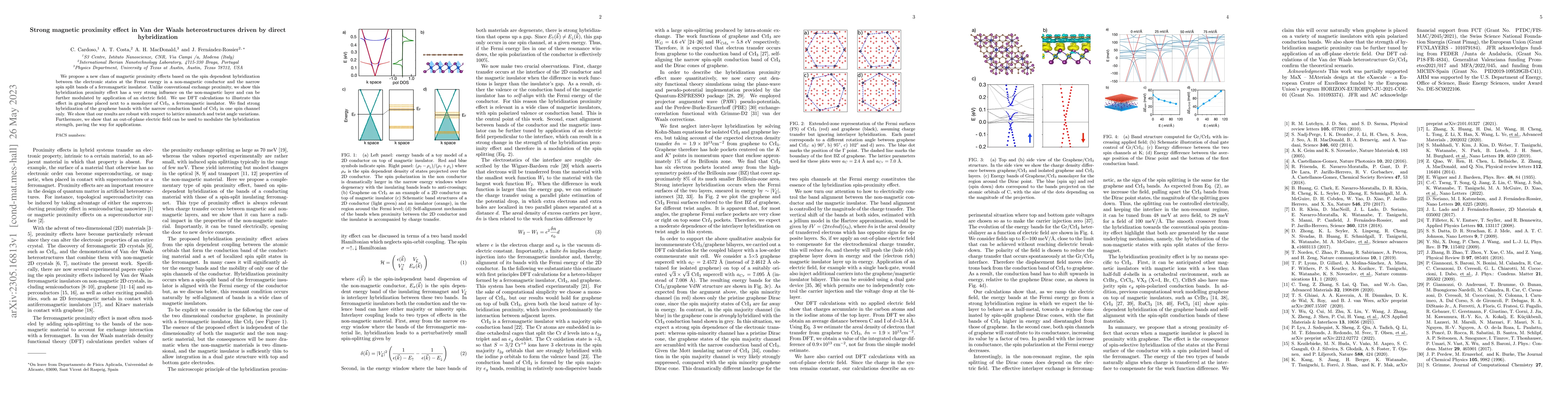 Thumbnail for Strong magnetic proximity effect in Van der Waals heterostructures
  driven by direct hybridization