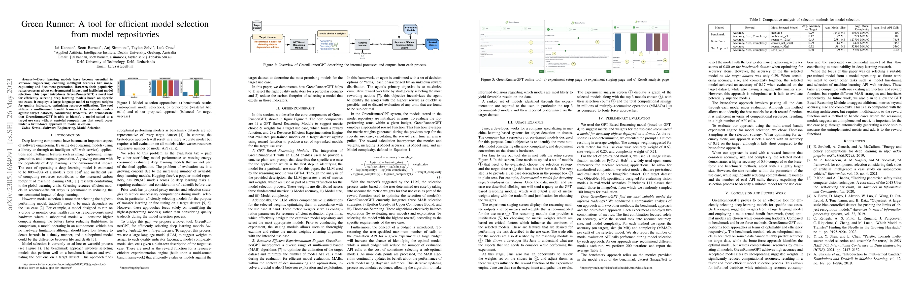 Thumbnail for Green Runner: A tool for efficient model selection from model
  repositories