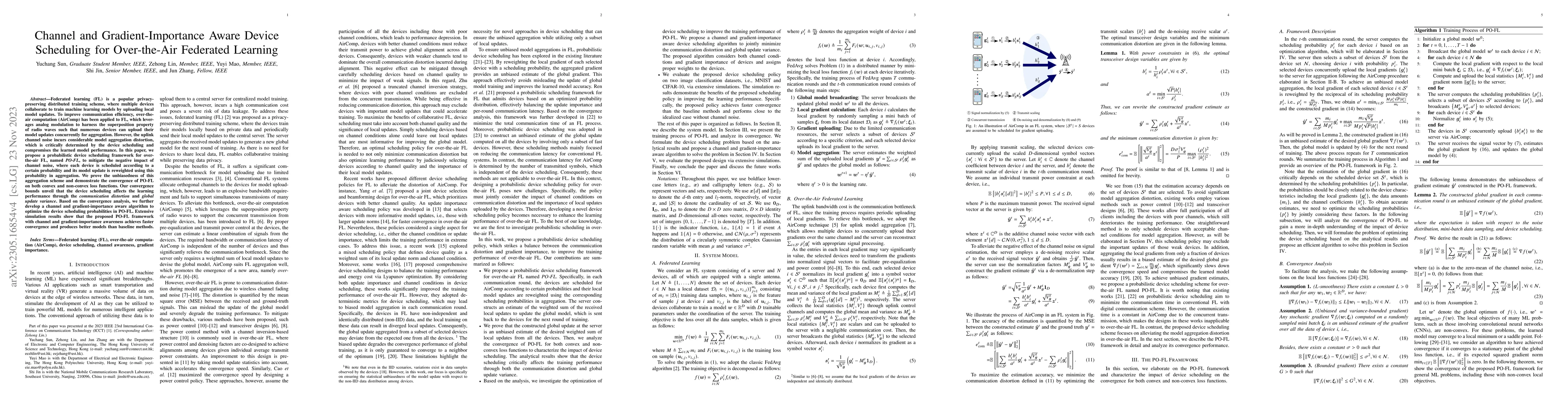 Thumbnail for Channel and Gradient-Importance Aware Device Scheduling for Over-the-Air
  Federated Learning